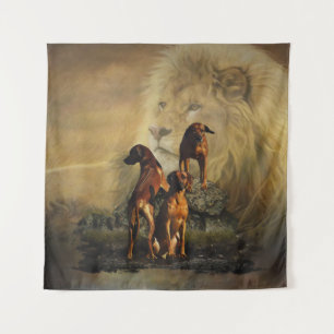 Rhodesian Ridgeback mit Löwe Wandteppich