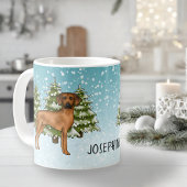 Rhodesian Ridgeback mit Namen Snowy Winterwald Kaffeetasse