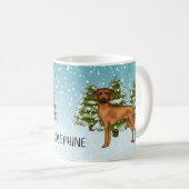 Rhodesian Ridgeback mit Namen Snowy Winterwald Kaffeetasse (VorderseiteRechts)