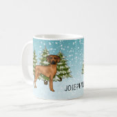 Rhodesian Ridgeback mit Namen Snowy Winterwald Kaffeetasse (Vorderseite Links)