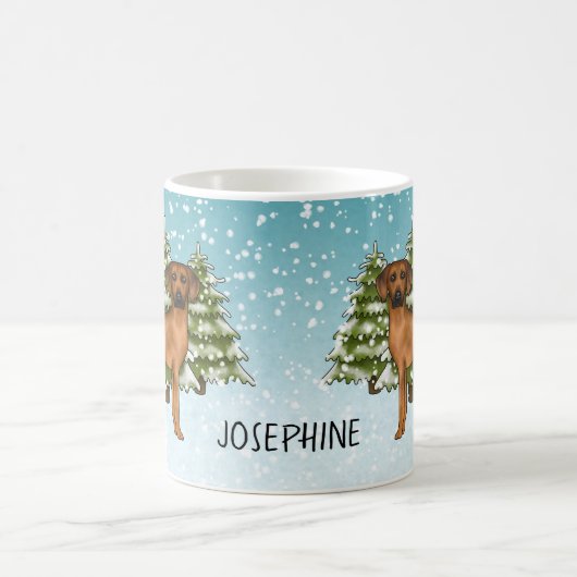 Rhodesian Ridgeback mit Namen Snowy Winterwald Kaffeetasse (Mittel)
