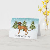 Rhodesian Ridgeback mit Text Schneewald im Winter Karte (Gelbe Blume)