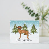 Rhodesian Ridgeback mit Text Schneewald im Winter Postkarte (Stehend Vorderseite)