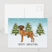 Rhodesian Ridgeback mit Text Schneewald im Winter Postkarte (Vorne/Hinten)