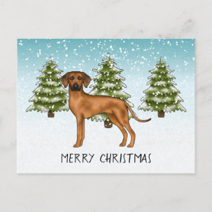 Rhodesian Ridgeback mit Text Schneewald im Winter Postkarte