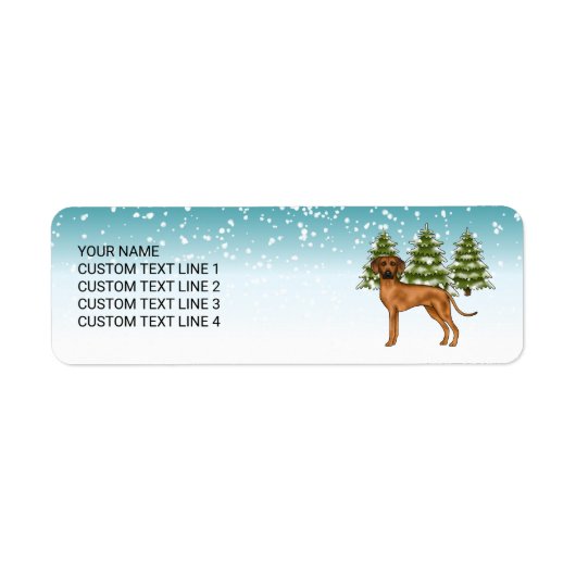Rhodesian Ridgeback mit Text Snowy Winterwald (Vorne)