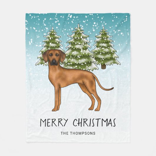 Rhodesian Ridgeback mit Text Snowy Winterwald Fleecedecke (Vorderseite)