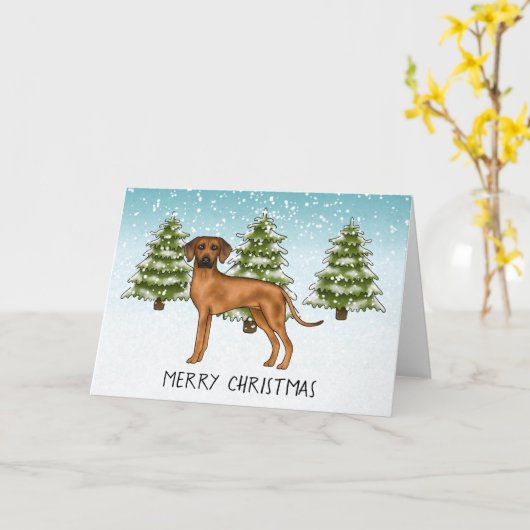 Rhodesian Ridgeback mit Text Snowy Winterwald Karte (Gelbe Blume)