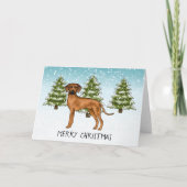 Rhodesian Ridgeback mit Text Snowy Winterwald Karte (Vorderseite)