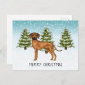 Rhodesian Ridgeback mit Text Snowy Winterwald Postkarte (Vorne/Hinten)