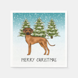 Rhodesian Ridgeback mit Text Snowy Winterwald Serviette