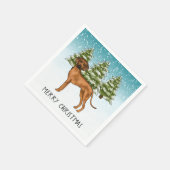 Rhodesian Ridgeback mit Text Snowy Winterwald Serviette (Ecke)