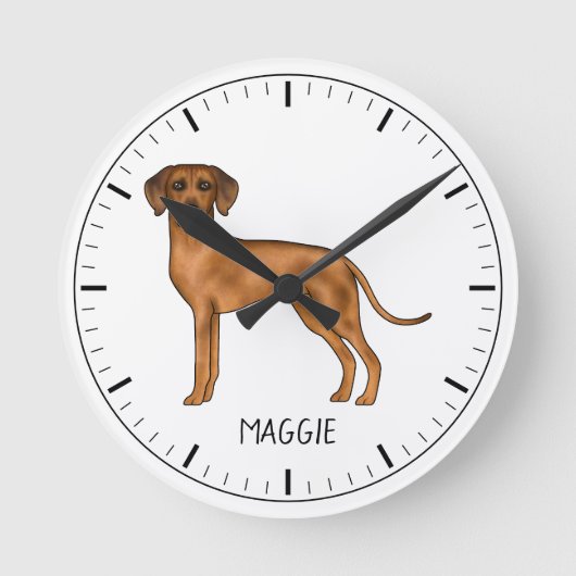 Rhodesian Ridgeback Niedlich Brown Lion Dog mit Na Runde Wanduhr (Vorderseite)