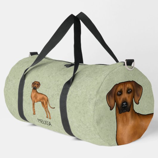 Rhodesian Ridgeback Niedlicher brauner Hund mit de Duffle Bag (Linke Ecke)