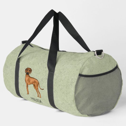 Rhodesian Ridgeback Niedlicher brauner Hund mit de Duffle Bag (Rechte Ecke)