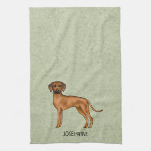 Rhodesian Ridgeback Niedlicher brauner Hund mit de Geschirrtuch