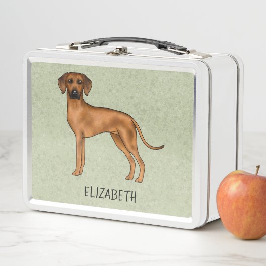 Rhodesian Ridgeback Niedlicher brauner Hund mit de Metall Brotdose (Beispiel)