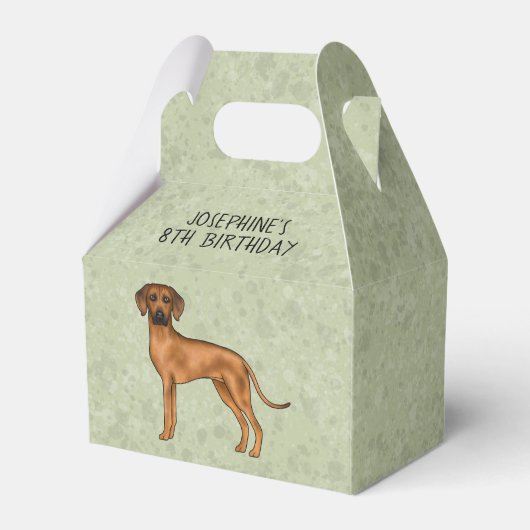 Rhodesian Ridgeback Niedlicher brauner Hund mit Te Geschenkschachtel (Rückseite)