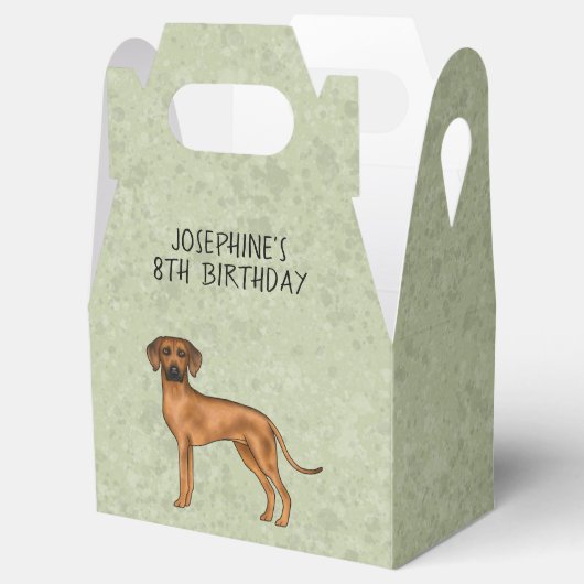 Rhodesian Ridgeback Niedlicher brauner Hund mit Te Geschenkschachtel (Geöffnet)