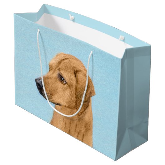 Rhodesian Ridgeback Painting - Original Dog Art Große Geschenktüte (Rückseite Schrägansicht)