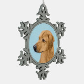 Rhodesian Ridgeback Painting - Original Dog Art Schneeflocken Zinn-Ornament (Links)