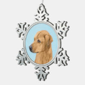 Rhodesian Ridgeback Painting - Original Dog Art Schneeflocken Zinn-Ornament (Rechts)
