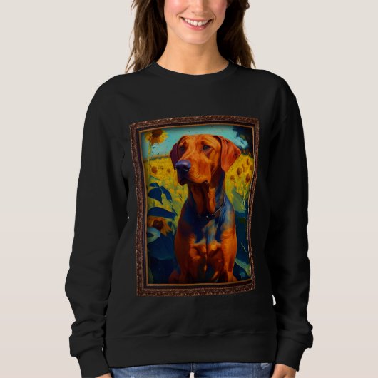 Rhodesian Ridgeback Painting Sunflower Flower Mom  Sweatshirt (Vorderseite)