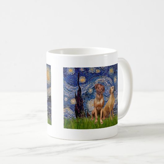 Rhodesian Ridgeback Pair - Starry Night Kaffeetasse (VorderseiteRechts)