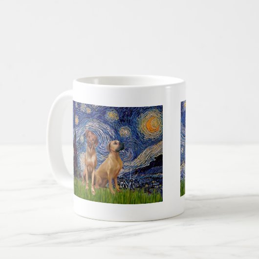 Rhodesian Ridgeback Pair - Starry Night Kaffeetasse (Vorderseite Links)