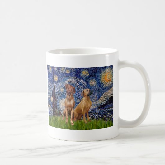 Rhodesian Ridgeback Pair - Starry Night Kaffeetasse (Rechts)