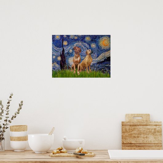 Rhodesian Ridgeback Pair - Starry Night Poster (Küche)