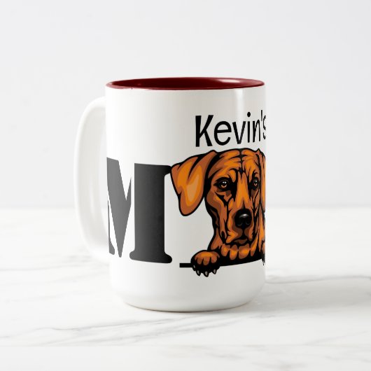 Rhodesian Ridgeback Peeking Personalisierte Mama Zweifarbige Tasse (Vorderseite Links)