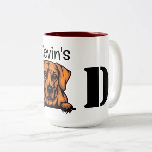Rhodesian Ridgeback Peeking Personalisierter Vater Zweifarbige Tasse (VorderseiteRechts)