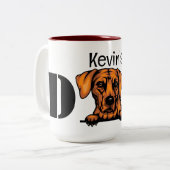 Rhodesian Ridgeback Peeking Personalisierter Vater Zweifarbige Tasse (Vorderseite Links)