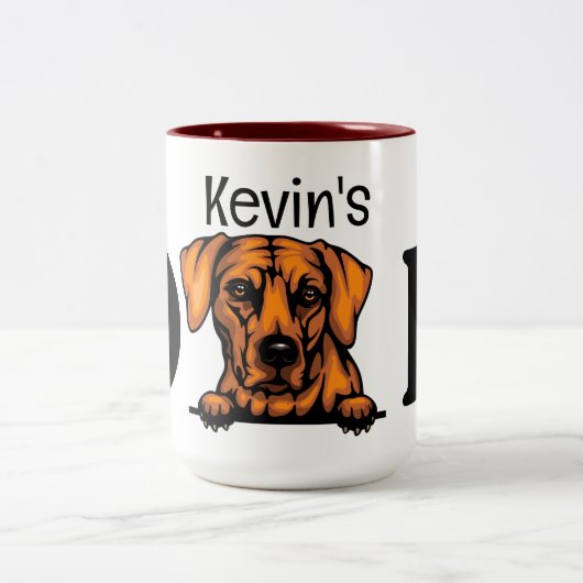 Rhodesian Ridgeback Peeking Personalisierter Vater Zweifarbige Tasse (Mittel)