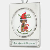 Rhodesian Ridgeback Personalisierte Weihnachten Banner-Ornament Silber (Links)