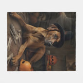 Rhodesian Ridgeback Pumpkins Halloween Beängstigen Fleecedecke (Vorderseite (Horizontal))