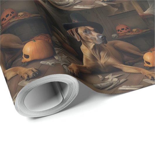 Rhodesian Ridgeback Pumpkins Halloween Beängstigen Geschenkpapier (Rolleneckpunkt)