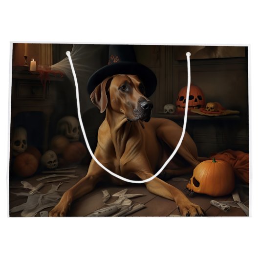 Rhodesian Ridgeback Pumpkins Halloween Beängstigen Große Geschenktüte (Rückseite)