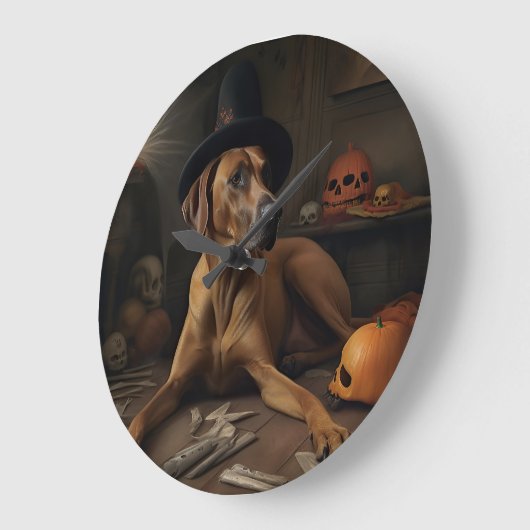 Rhodesian Ridgeback Pumpkins Halloween Beängstigen Große Wanduhr (Winkel)