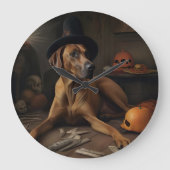 Rhodesian Ridgeback Pumpkins Halloween Beängstigen Große Wanduhr (Vorderseite)