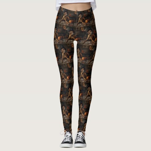 Rhodesian Ridgeback Pumpkins Halloween Beängstigen Leggings (Vorderseite)
