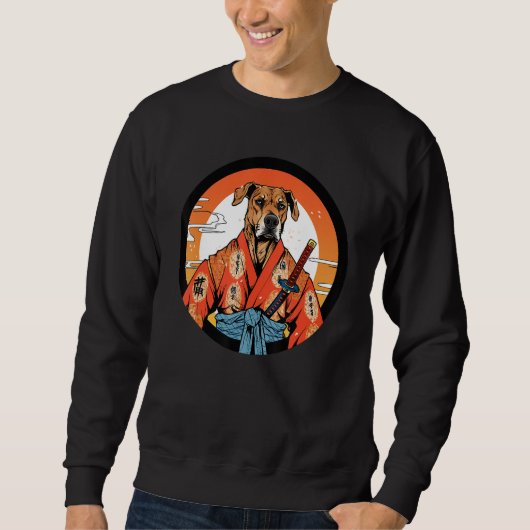 Rhodesian Ridgeback Samurai Funny Dog Warrior Sweatshirt (Vorderseite)