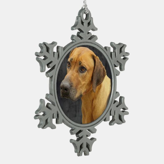 Rhodesian Ridgeback Schneeflocken Zinn-Ornament (Links)