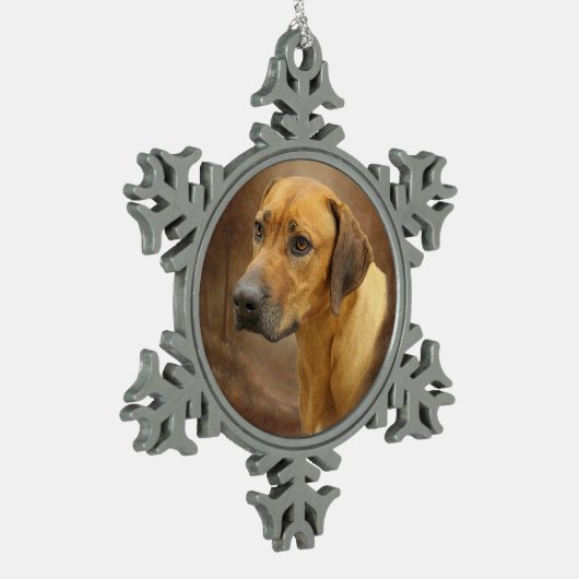 Rhodesian Ridgeback Schneeflocken Zinn-Ornament (Links)