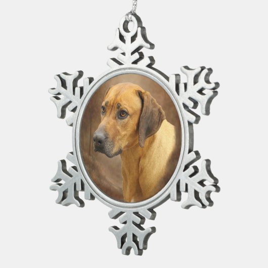 Rhodesian Ridgeback Schneeflocken Zinn-Ornament (Rechts)