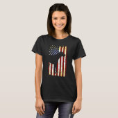 Rhodesian Ridgeback Silhouette American Flag 4. T-Shirt (Vorne ganz)