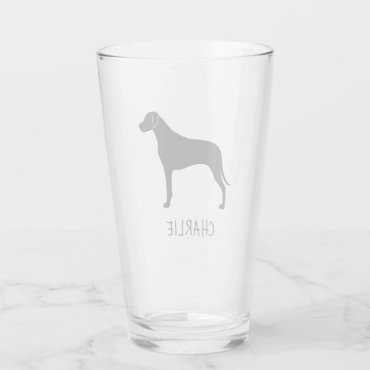 Rhodesian Ridgeback Silhouette Ridgie Dog Custom Glas (Rückseite)