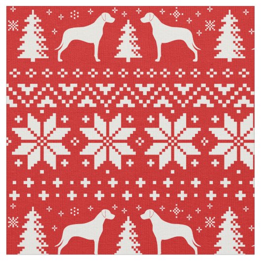 Rhodesian Ridgeback Silhouette-Weihnachtsmuster Stoff (Nahaufnahme)