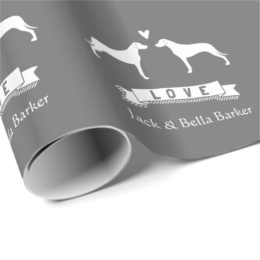 Rhodesian Ridgeback Silhouetten mit Text Geschenkpapier (Rolleneckpunkt)